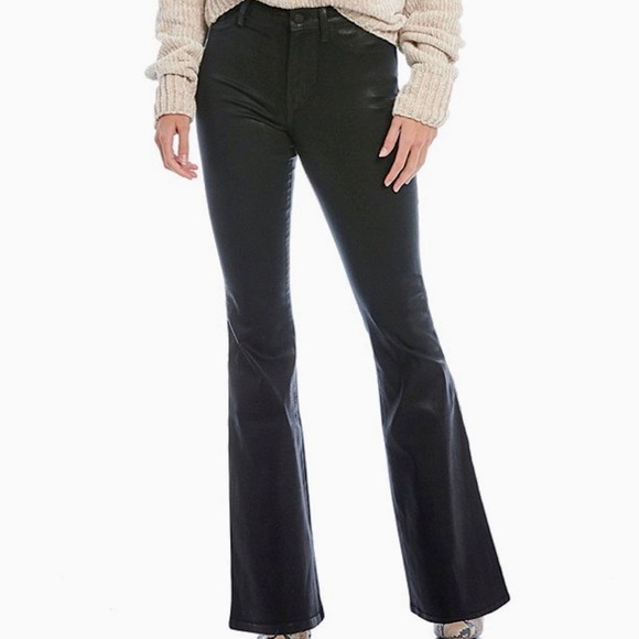 coated flare jeans